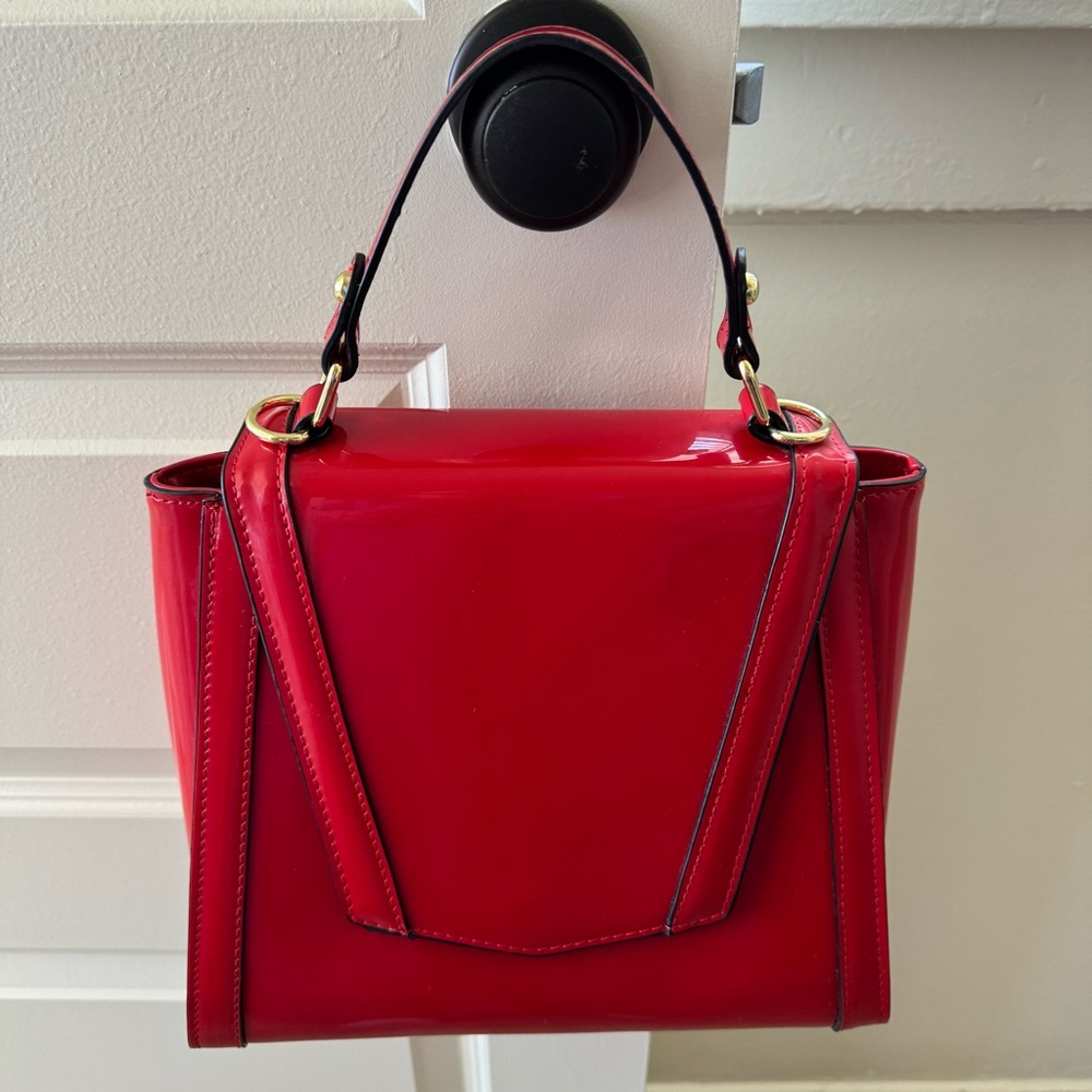 2019 New! Orli Collection Red Patent Leather Structured Bag. Excellent Condition